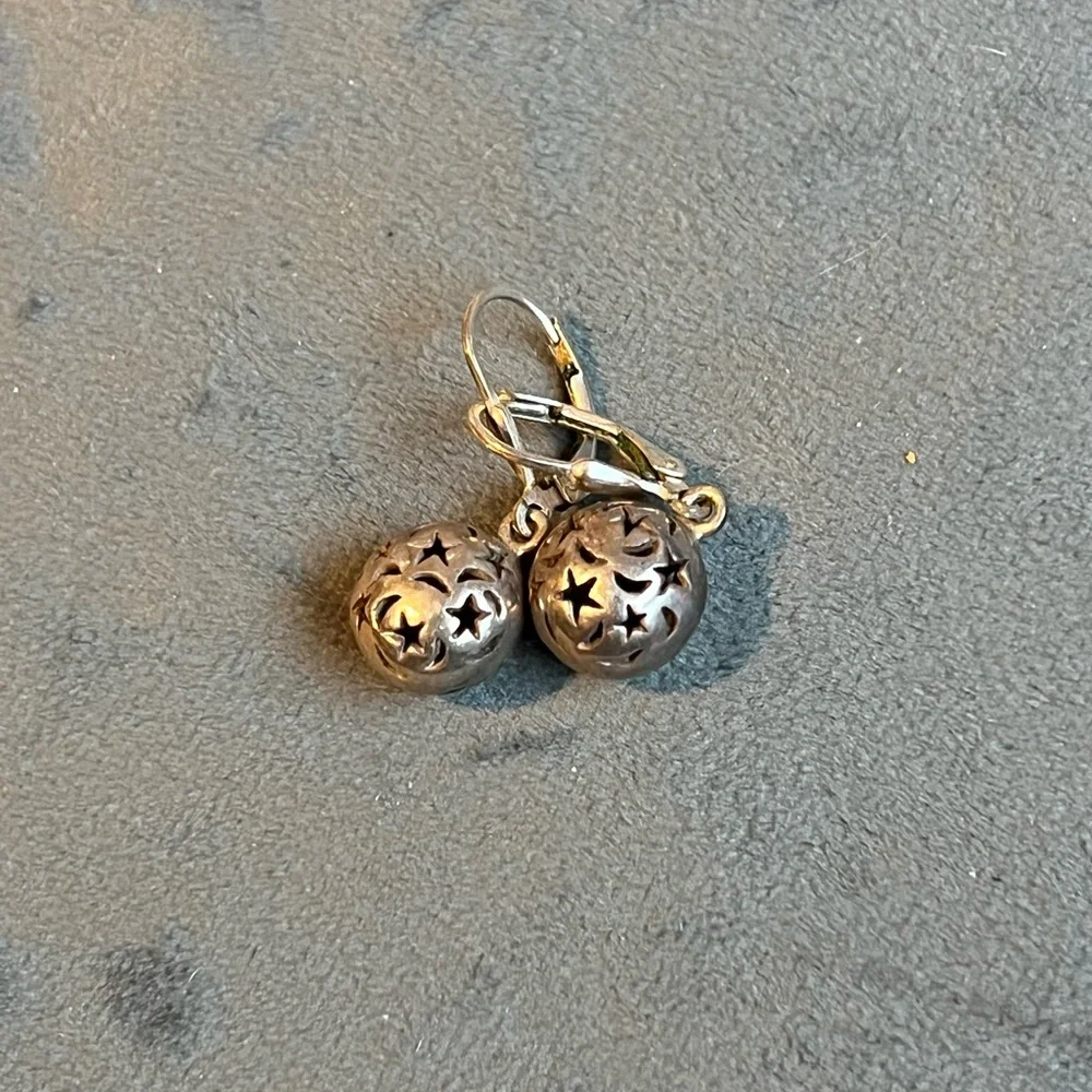 Sterling Moon and Star Cut out Ball Drop Earrings - Picture 4 of 5